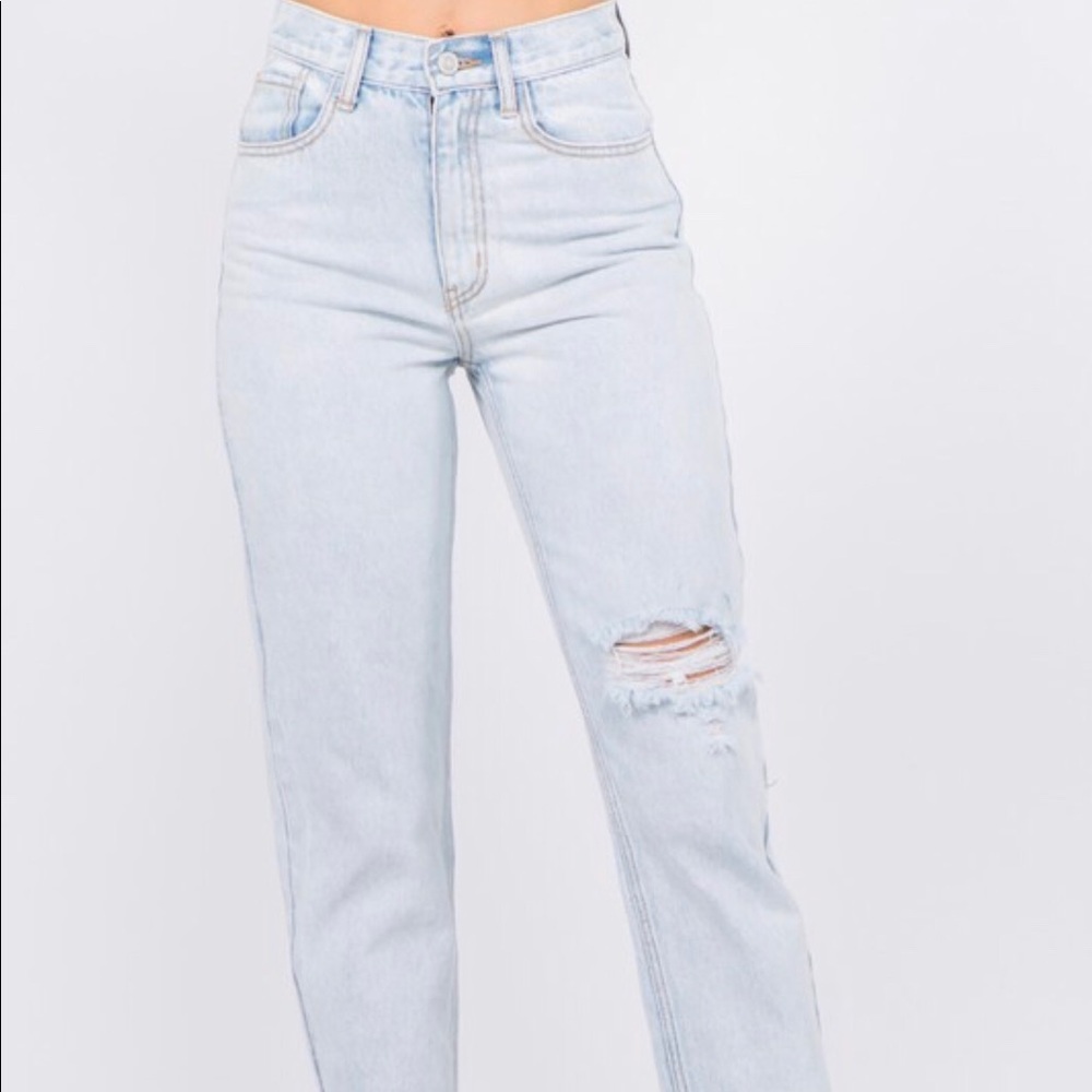 Denim Straight fit distressed hem 100% cotton jeans - Picture 5 of 6